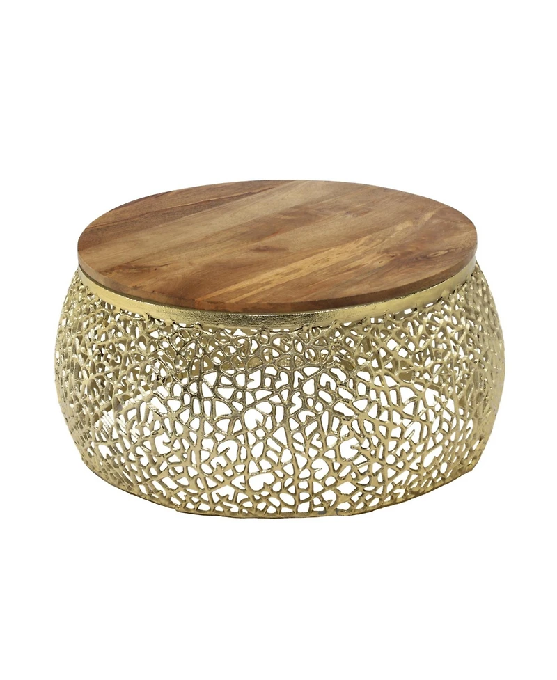 Streamdale Furniture Aluminium coffee table with Mango wooden top