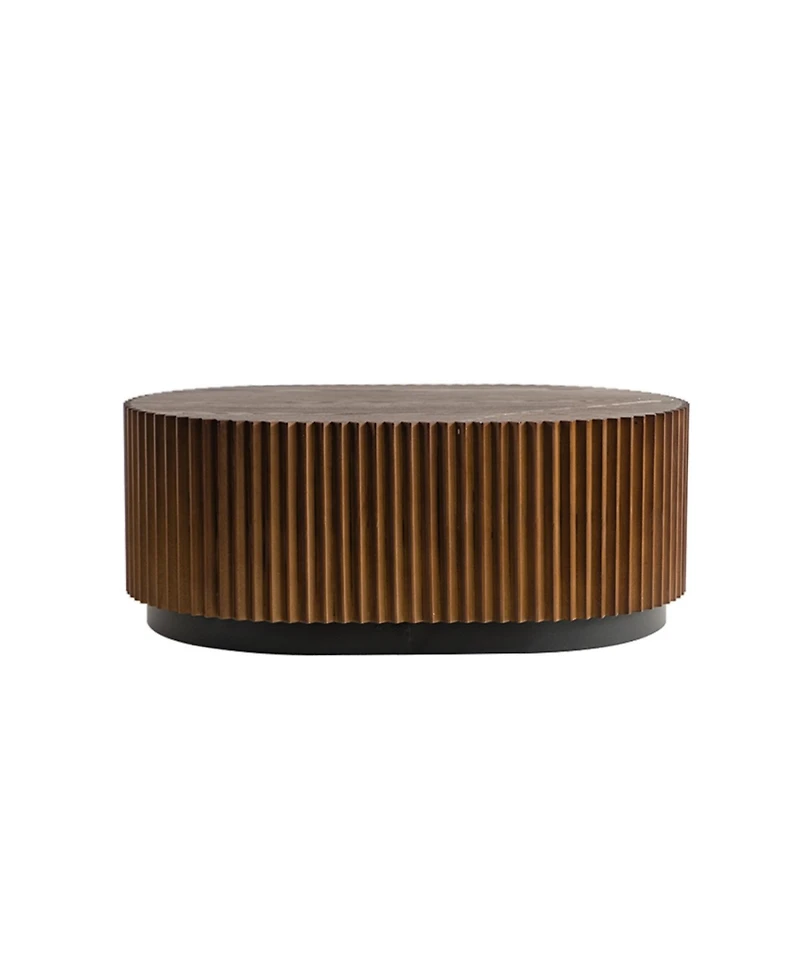Streamdale Furniture Streamdale Nesting Coffee Table Set - Wave Stripe Edge, Modern Wooden Circle