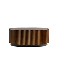 Streamdale Furniture Streamdale Nesting Coffee Table Set - Wave Stripe Edge, Modern Wooden Circle