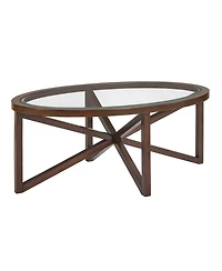 Streamdale Furniture Modern Wood Base, Round Top Glass Coffee Table