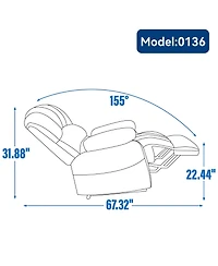 Streamdale Furniture Large Manual Recliner Chair in Fabric for Living Room