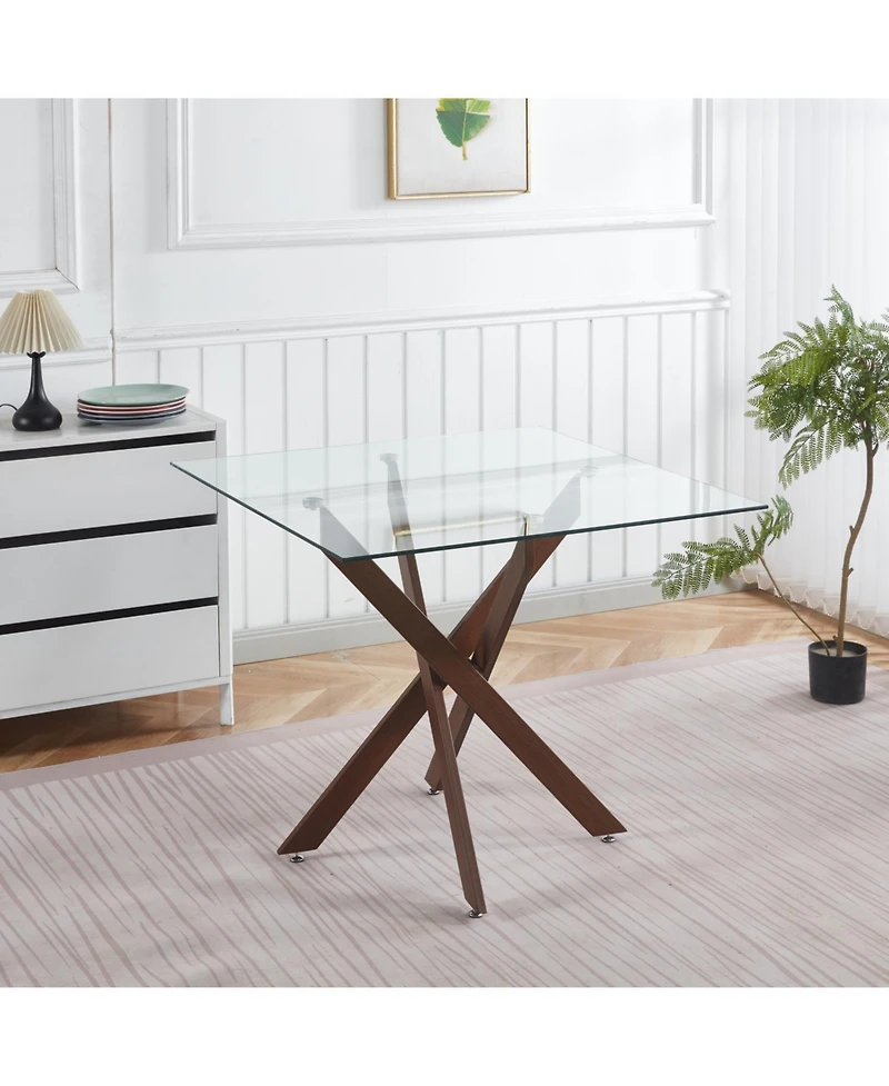 Streamdale Furniture Modern Glass Top Dining Table