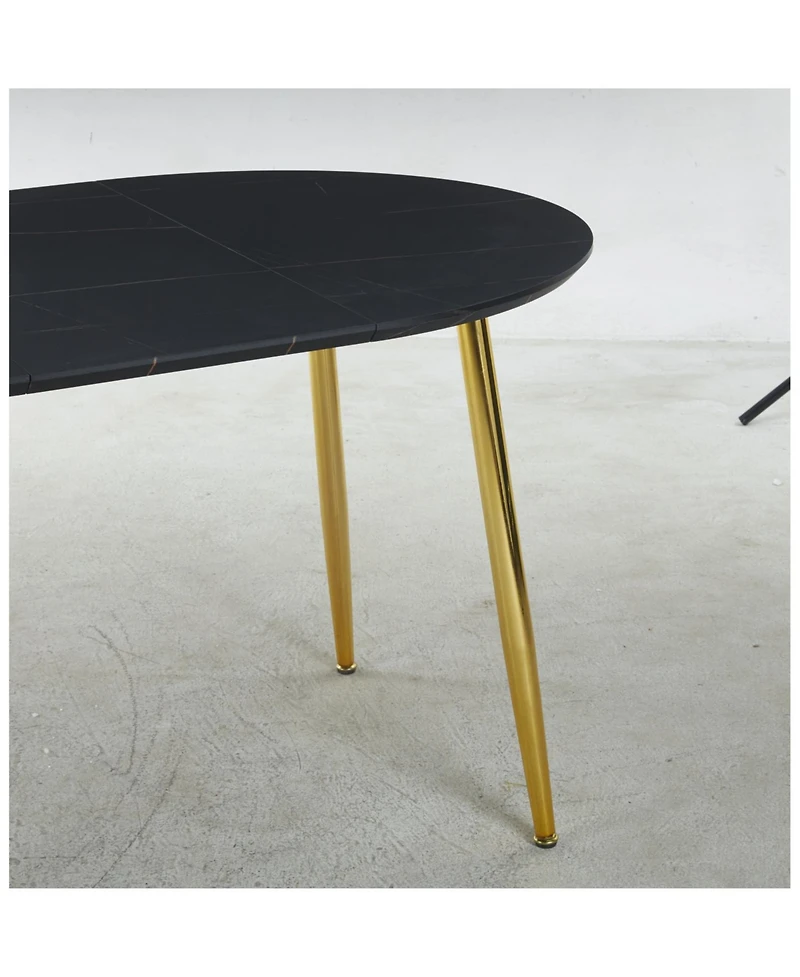 Streamdale Furniture Extendable Dining/Office/Coffee Table, Metal Leg, Mdf Top, Golden/Black