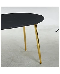 Streamdale Furniture Extendable Dining/Office/Coffee Table, Metal Leg, Mdf Top, Golden/Black