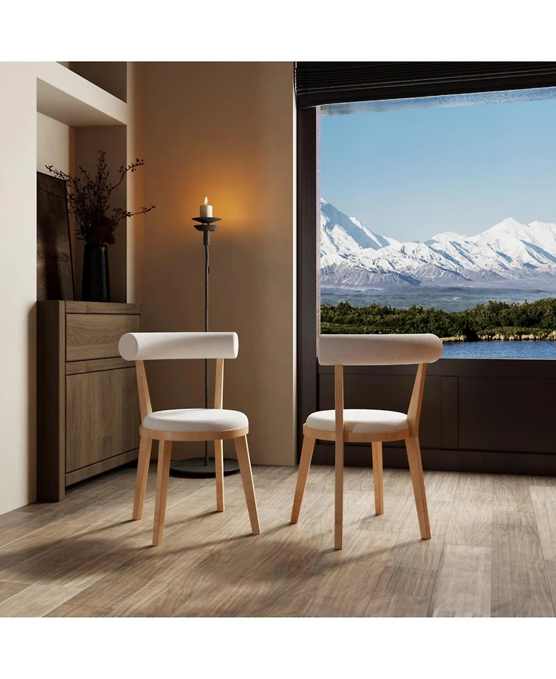 Streamdale Furniture Set of 2 Modern Upholstered Dining Chairs, Rubberwood