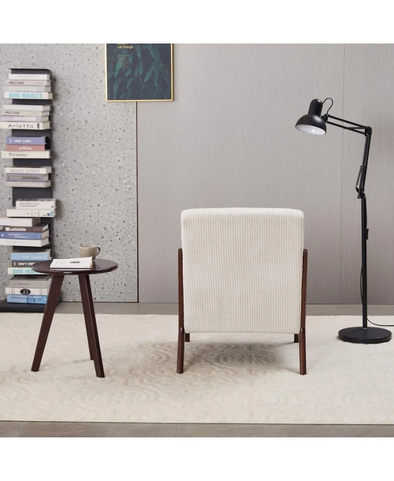 Streamdale Furniture Mid-Century Beige Chair & Walnut Coffee Table Set