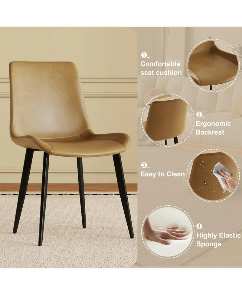 Streamdale Furniture Set of 4 Pu Leather Dining Chairs