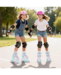 Costway 4 Sizes Adjustable Quad Skates with Light-up Wheels Safety Protection for Ages 13+