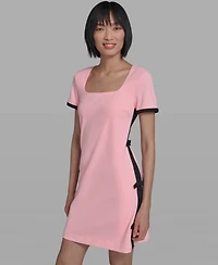 Karl Lagerfeld Paris Women's Bow Trim Scuba Crepe Sheath Dress