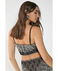 Nasty Gal Women's Lace Strappy Sequin Crop Top