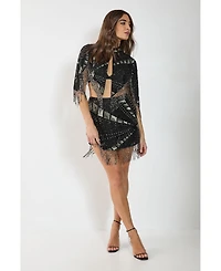 Nasty Gal Women's Panelled Sequin Tassel Cape