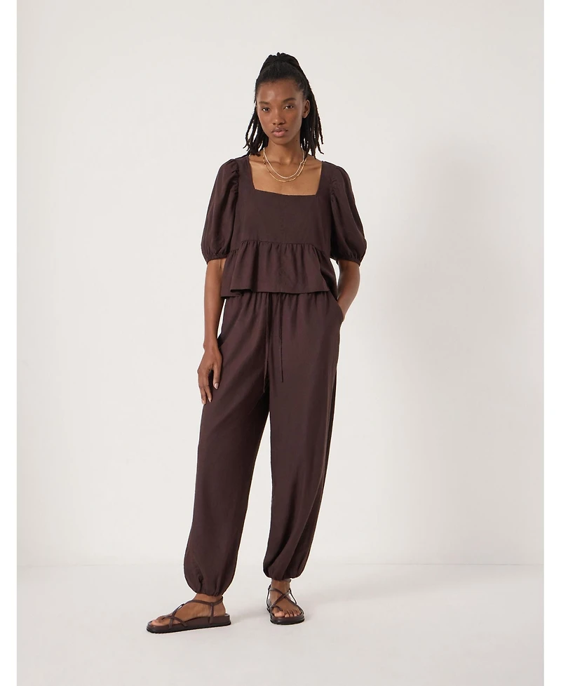 Hush Women's Alva Puff Sleeve Linen Beach Top