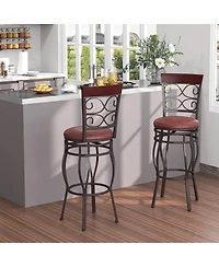 Costway Set of 2 Vintage Bar Stools Swivel Padded Seat 30'' Bistro Dining Kitchen Pub Chair High Back