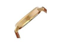 Peugeot Men's 40mm Brown Minimalist Calfskin Leather Strap Watch