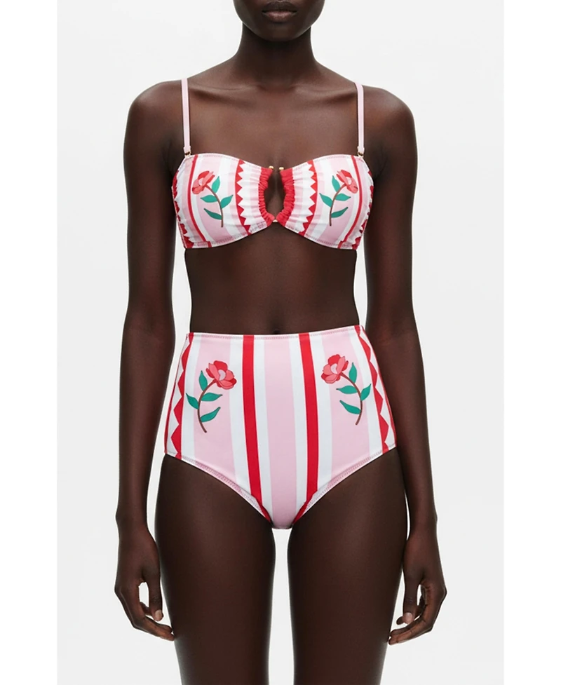 Jessie Zhao New York Women's Jungle Rose Reversible Square Bandeau Top