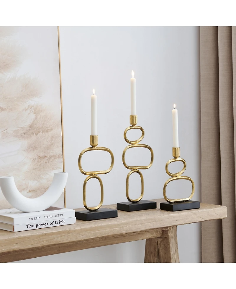 Danya B Eduardo Gold and Black Candlestick Candle Holders - Set of 3