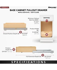 Rev-a-Shelf 11.71" Pullout Kitchen Cabinet Drawer w/ Soft-close, 4WDB-1219SC-1