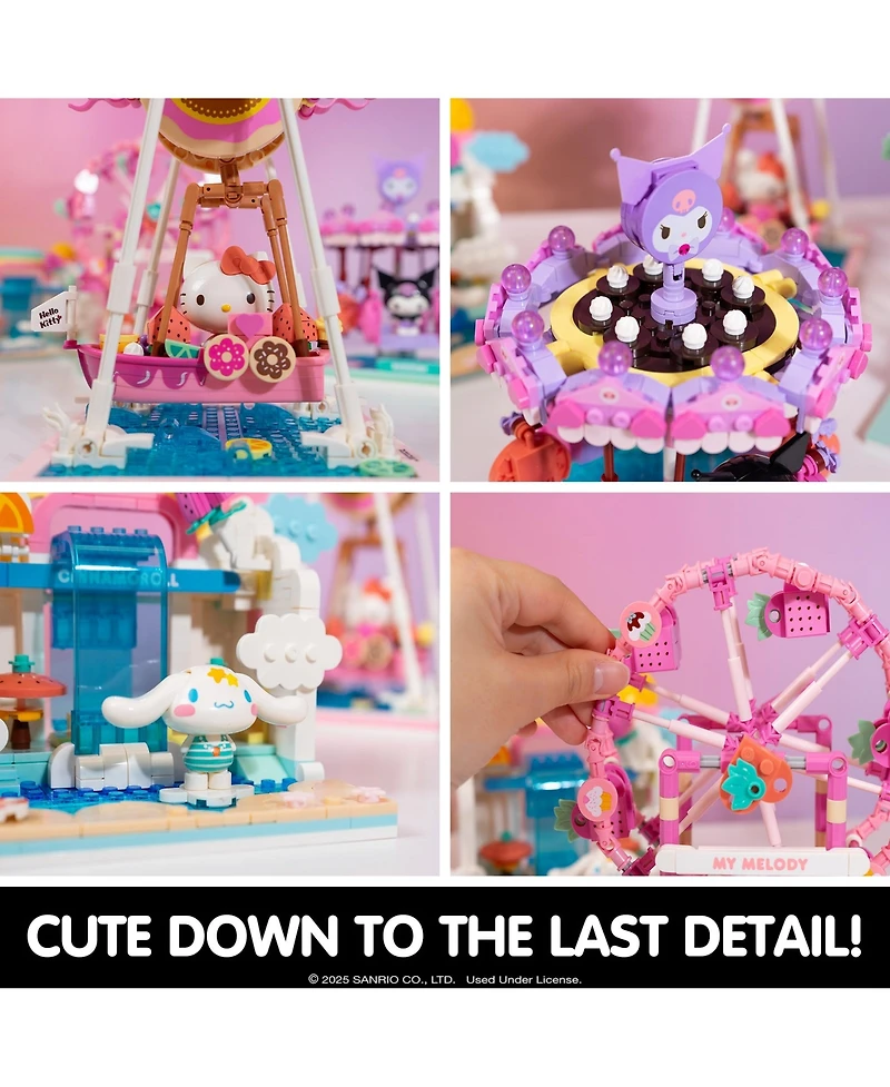 Hamee Sanrio Hello Kitty and Friends Summer Wunderland Water Theme Park Building Block Set Fan Gift, Party Favor, Stress Relief, Collectible Toy