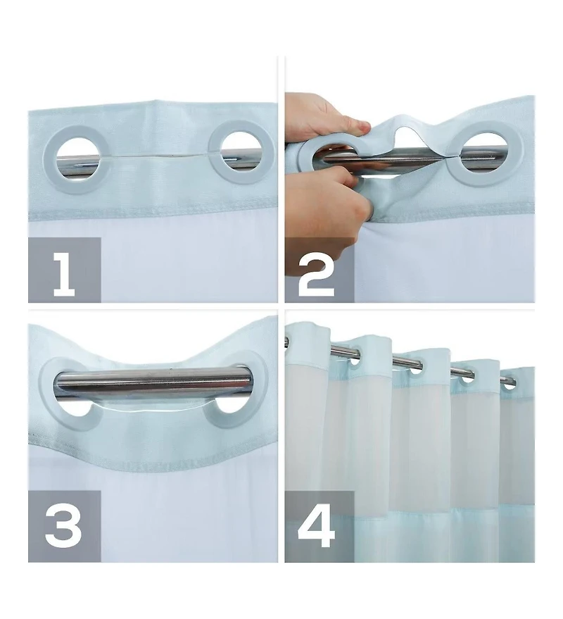 Awesome Home Slub Texture Shower Curtain with Snap-In Liner, and Sheer Window, 71"X74"