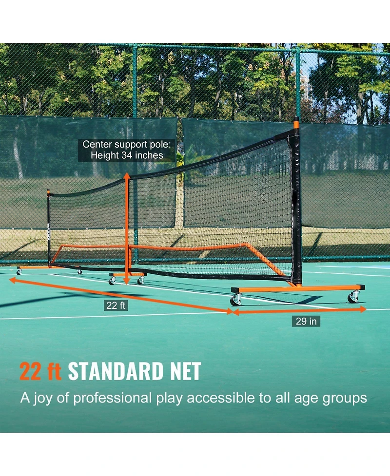 Mecale 22FT Portable Pickleball Net Set with Bag, Balls, Paddles, Wheels and Court Lines, Regulation Size Frame
