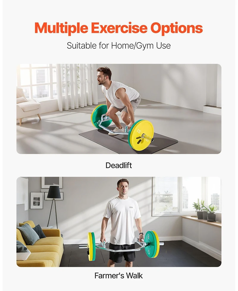 Mecale Trap Bar Hex Bar, 2-Inch Hex Barbell, 500 lb Capacity Strength Training Bar for Deadlifts and Squats