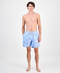 Club Room Men's Quick-Dry Performance Flamingo-Print 7" Swim Trunks, Created for Macy's