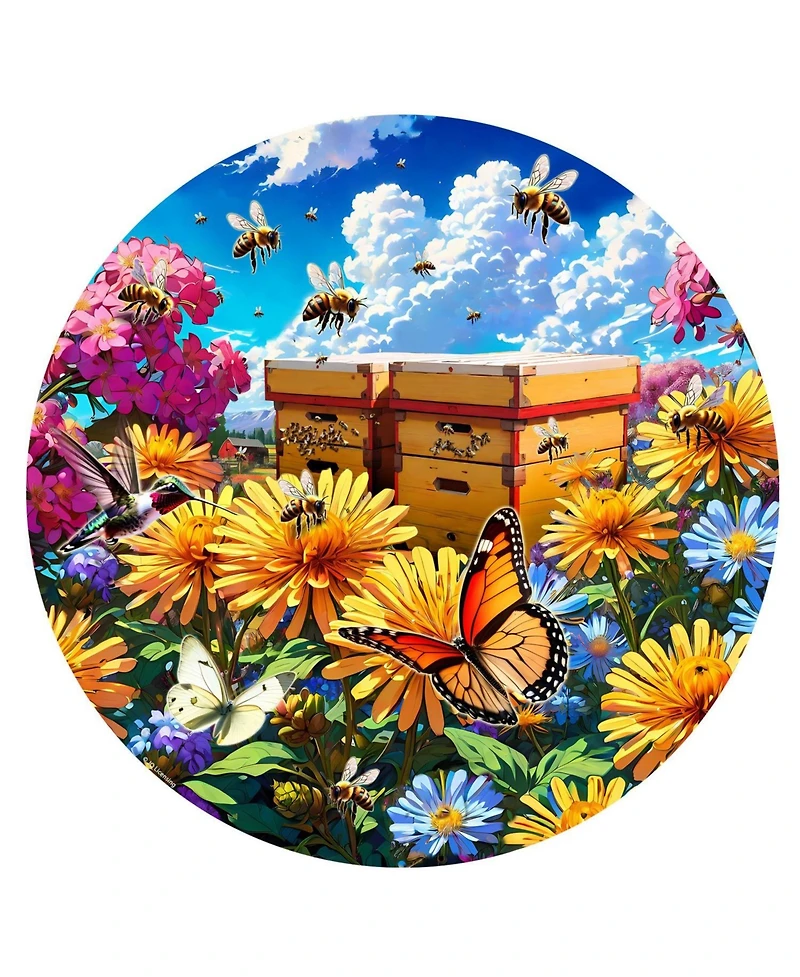 SunsOut Butterflies and Bees 500 piece Jigsaw Puzzle for Adults Round