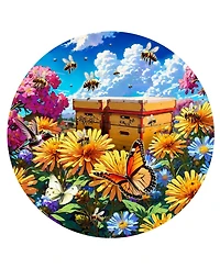 SunsOut Butterflies and Bees 500 piece Jigsaw Puzzle for Adults Round