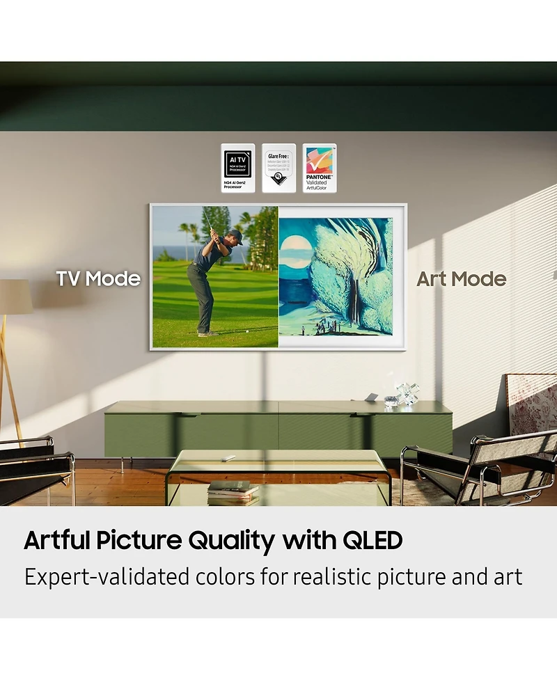 Samsung QN65LS03FAFXZA 65" The Frame Qled 4K Art Mode Smart Tv with a Vg-SCFF65BWBZA Customizable Bezel