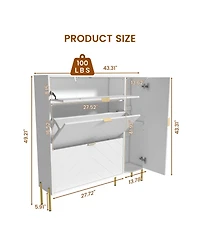 Boyel Living 49.21 in. H Wood Shoe Storage Cabinet with Flip-Up Drawers Adjustable Shelf