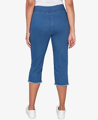 Alfred Dunner Petite Classic Super Stretch Denim Fringe Capri Pants