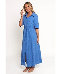 Petal and Pup Women's Cooper Embroidered Button Through Midi Dress