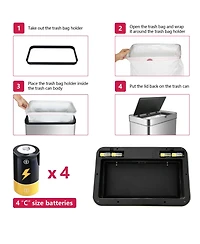 Mega Casa 18 Gallon Stainless Steel Rectangular Motion Sensor Trash Can for Kitchen