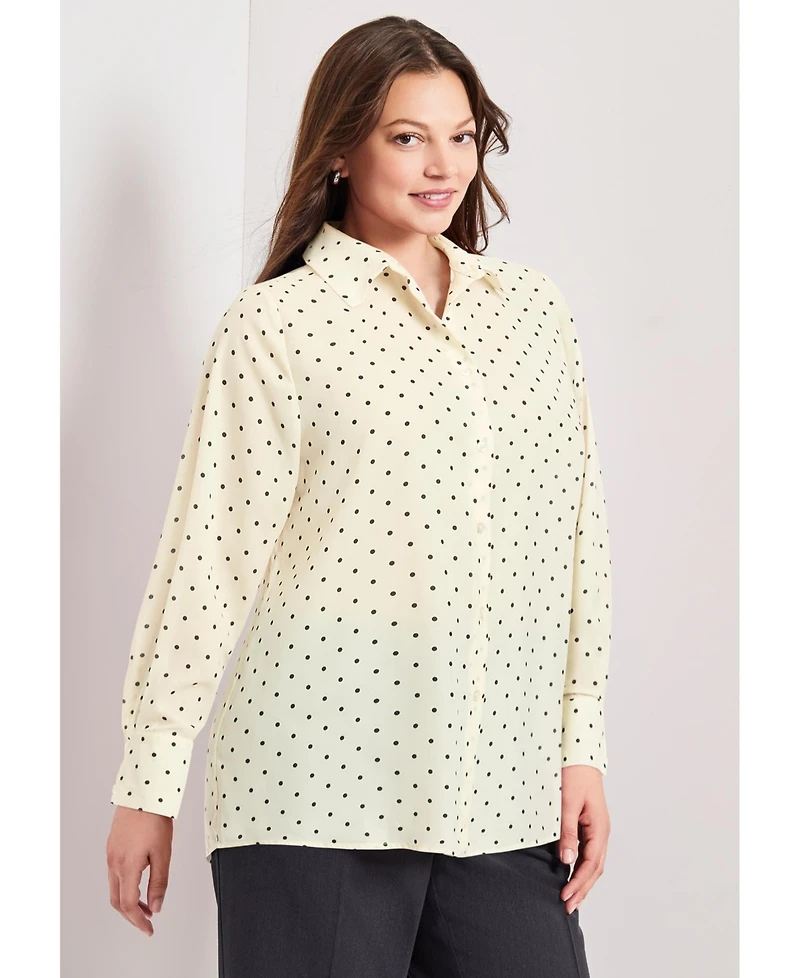 Avenue Women's Plus Button Front Blouse