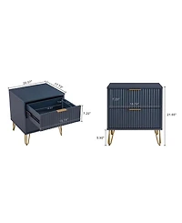 Manhattan Comfort Dumbo Fluted 2-Drawer Wood Nightstand, Set of 2