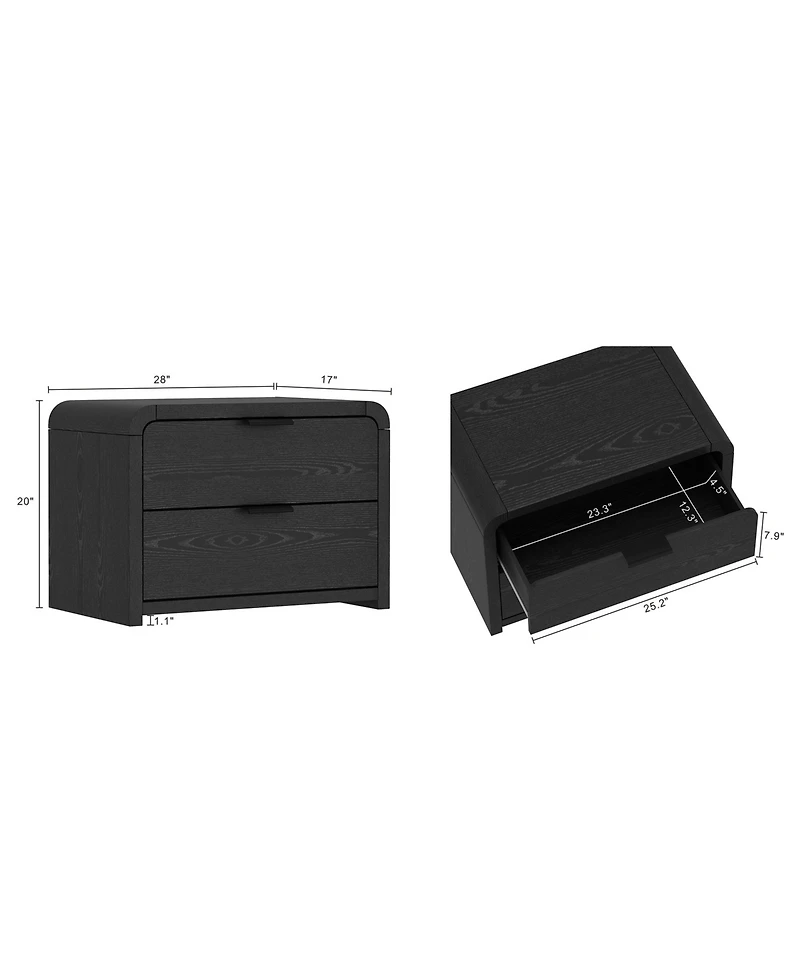 Manhattan Comfort Grace 28" Wood 2-Drawer Nightstand