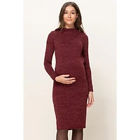 Hello Miz Maternity Mock Neck Long Sleeve Side Slit Sweater Dress