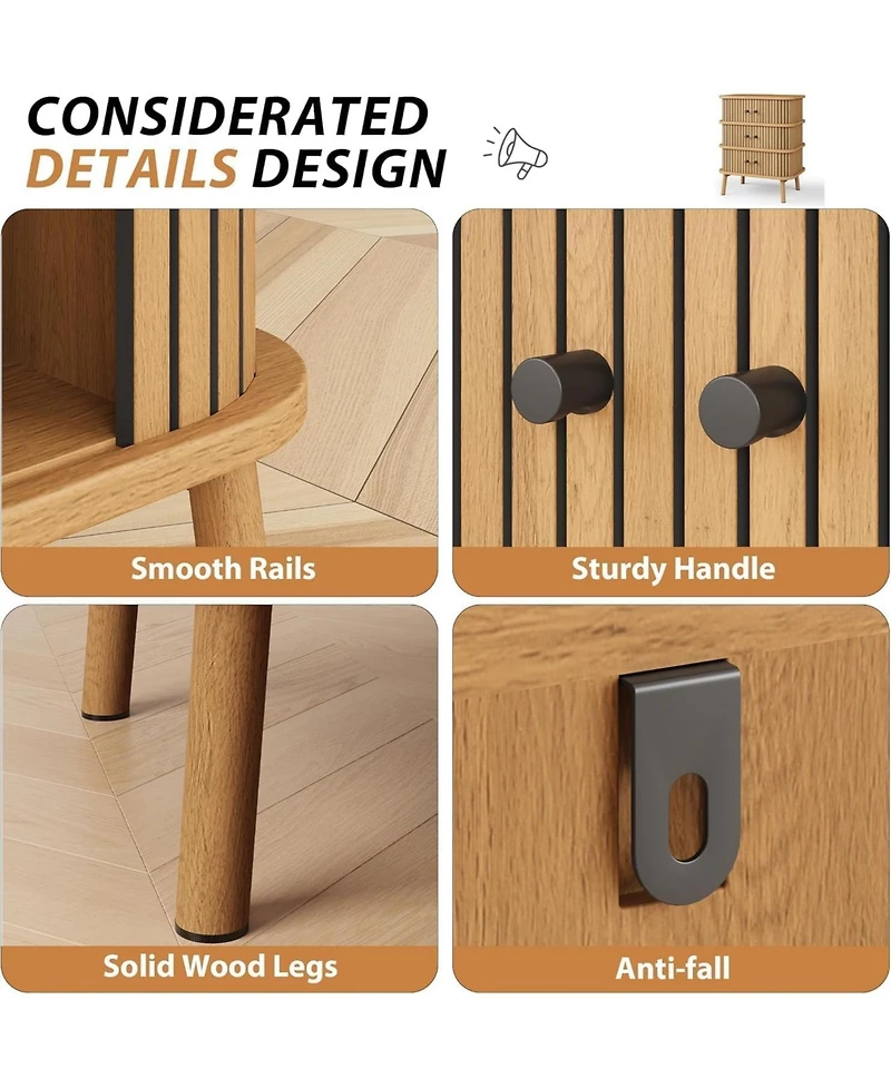 gaomon 6 Drawer Dresser, Mid Century Wood Double Chest, Black Handles, Wooden Legs, Storage for Bedroom, Closet, Hallway