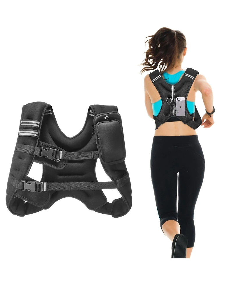 Mecale Weighted Vest, 12 lb Adjustable Training Vest with Reflective Stripe and Buckle for Men and Women