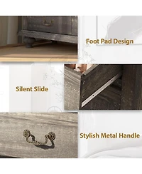 Gaomon Rustic Grey 9-Drawer Bedroom Dresser, 37.8" Tall Wood Chest with Wide Drawers & Carved Metal Handles, Sturdy Organizer for Living Room Hal