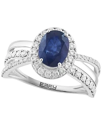 Effy Collection Sapphire (1-3/8 ct. t.w.) And Diamond (1/10 ct. t.w.) Ring in 14k White Gold