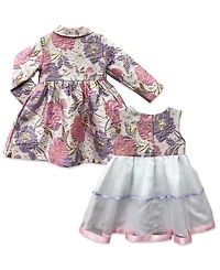 Blueberi Boulevard Baby Girls' Printed Brocade Coat and Dress, 2-Piece Set