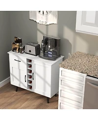 Costway 2-Door Wine Bar Cabinet Kitchen Sideboard Buffet with Drawer & Adjustable Shelves