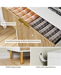 gaomon 3-Drawer Modern Dresser, 30" Tall, Fluted Chest with Gold Handles, Anti-Tip Device, Bedroom, Living Room, Kids Room