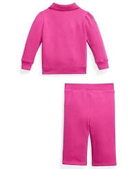 Polo Ralph Lauren Baby Girls' Collared Shirt and Pants, 2-Piece Set