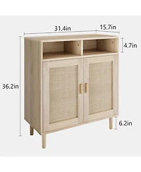 gaomon Rattan Sideboard Buffet Cabinet with 2 Doors & Shelf, Modern Kitchen Storage Cabinet, Dining, Entry Hallway, 36" H, Natural