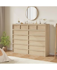 gaomon 7-Drawer Modern Tall Wooden Dresser, 46" Large Storage Chest Organizer for Bedroom, Living Room, Nursery, Natural