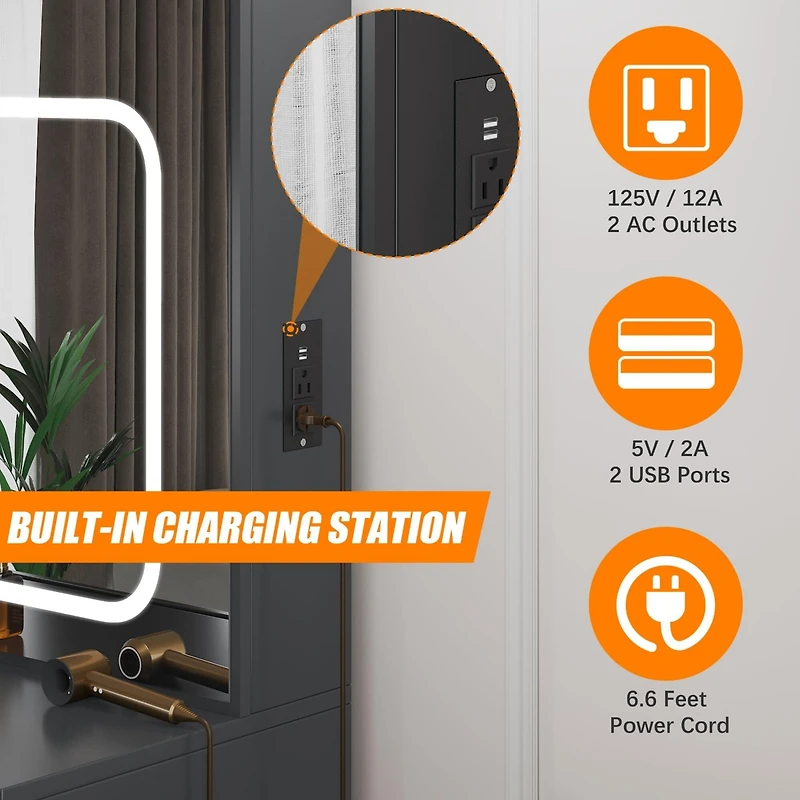 gaomon 4 Drawer Bedroom Dresser with Electrical Outlet, Storage Cabinet, Modern Chest for Bedroom