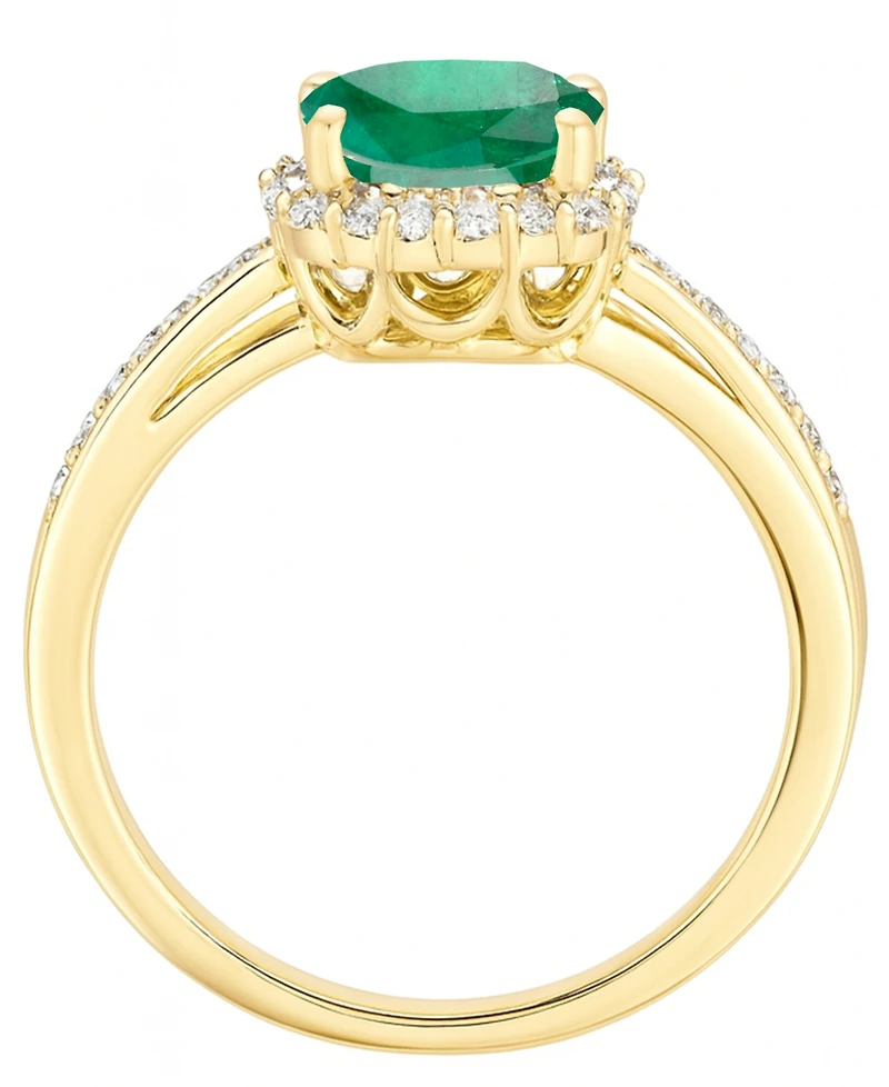Macy's Emerald (1-1/5 ct. t.w.) And Diamond (1/2 Ring 14k Yellow Gold (Also Available Sapphire & Ruby)