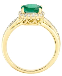 Macy's Emerald (1-1/5 ct. t.w.) And Diamond (1/2 Ring 14k Yellow Gold (Also Available Sapphire & Ruby)